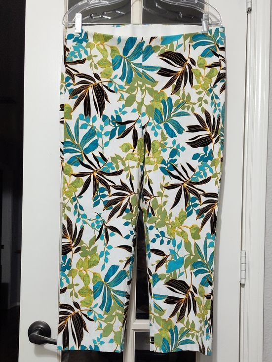 Chico's Pants - Chico's Juliet Straight Cropped Pants, White, Teal, Green, Black, Size 2 (12/14)